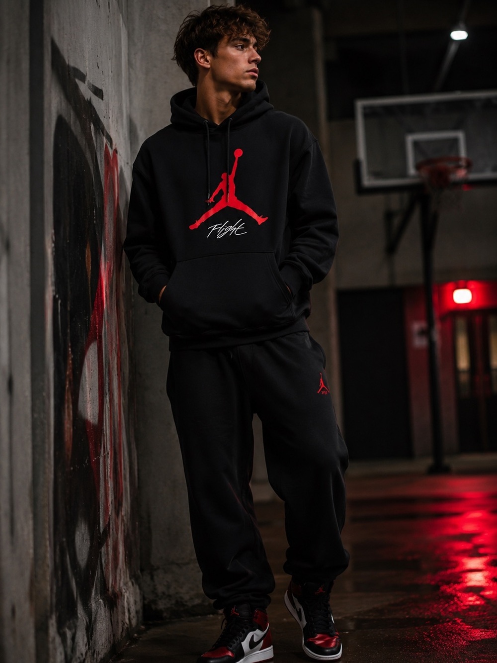 Jordan Flight Hoodie Black Red Jumpman Logo Men’s M NWT - Picture 2 of 5